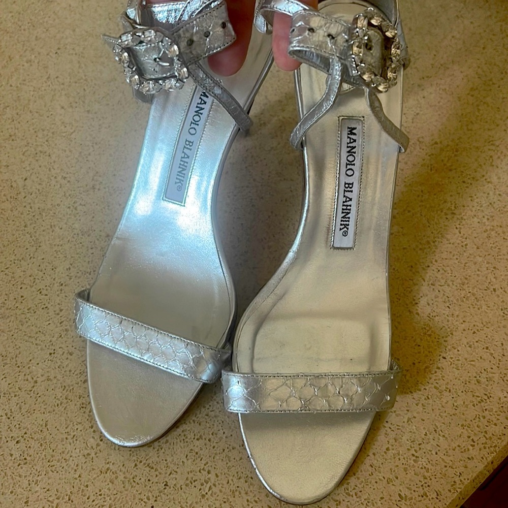 Manolo Blahnik silver heels ,